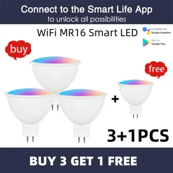 WiFi MR16 Умная светодиодная лампа 12V RGBCW с регулируемой яркостью Tuya 5W Точечная подсветка, меняющая цвет, Умный дом