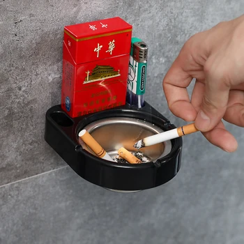 Настенная съемная пепельница с полкой для сигарет, водонепроницаемая, без сверления, самоклеящаяся Пепельница для ванной комнаты
