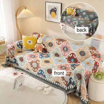 Двусторонний чехол для дивана в скандинавском стиле INS, летнее походное одеяло, шаль, американский универсальный пылезащитный чехол для мебели для дивана-кровати