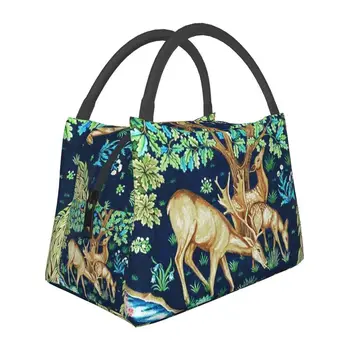 Лесные животные, Олень Уильяма Морриса, Изолированная сумка для ланча для работы, Офисный Герметичный Кулер, Термобокс для Бенто Для женщин
