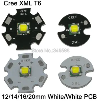 10шт CREE XML XM-L T6 10 Вт Холодный Белый Высокомощный светодиодный Излучатель-Диод с 12мм 14мм 16мм 20мм Черной или Белой печатной платой для фонарика