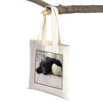 Модная черная собака Лабрадор, женская холщовая сумка-Тоут, Складная Сумка для покупок в супермаркете, Домашние Животные, повседневные женские сумки для покупок