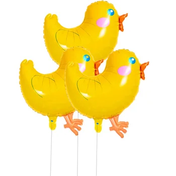 Воздушные шары из алюминиевой фольги с милыми большими желтыми цыплятами, майларовые гелиевые мультяшные воздушные шары с воздушными шариками для оформления Дня рождения