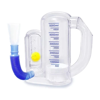 1 ШТ Дыхательный Тренажер Для Легких Из Прозрачного Пластика Для Взрослых-Измерение Объема 5000 мл С Индикатором Расхода
