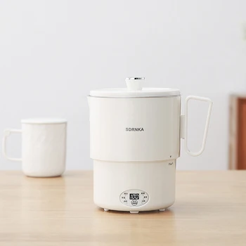 Складной электрический чайник объемом 1 л, бытовой чайник из нержавеющей стали 304, Многофункциональная кнопка, портативный чайник, складной мини-горячий чайник