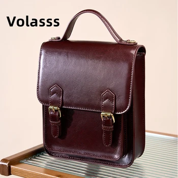 VOLASSS Новый модный рюкзак из воловьей кожи, женская высококачественная Маленькая сумка через плечо, школьная сумка через плечо из натуральной кожи, универсальная сумка