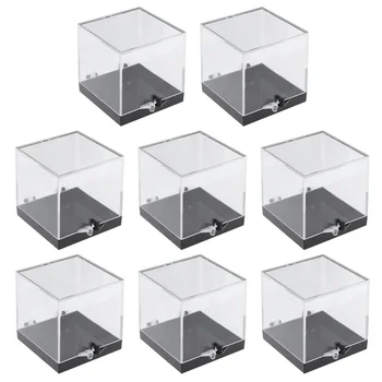 Коробка-витрина 8 шт, Стандартные квадратные контейнеры для минералов с крышками, прозрачные Куклы, Витрина Пластиковая, Прозрачная