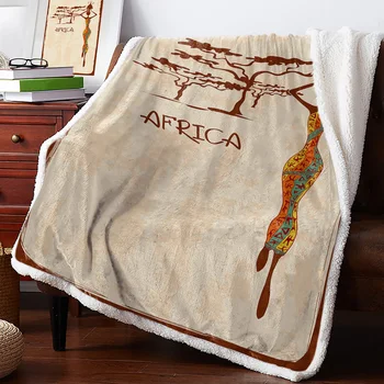 Африканское женское дерево Зимнее теплое Кашемировое одеяло для кровати Шерстяные одеяла для офиса Покрывало