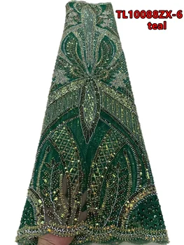 Роскошная французская кружевная ткань с бисером 3D вышивка бисерное кружево для вечерних платьев TL10088ZX