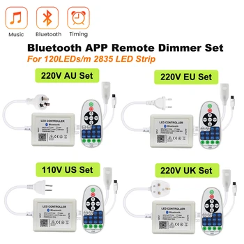 Затемняемый Bluetooth APP 23key Дистанционный Светодиодный Контроллер с Разъемом Питания EU/UK/AU/US Для Переменного Тока 110V 220V 2835 120LEDs/m Светодиодные Ленты