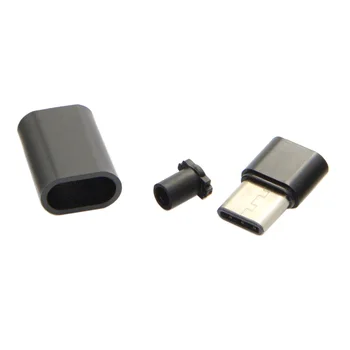 Cablecc DIY 24pin USB 3.1 USB-C Тип C Штекерный разъем SMT-типа с черной крышкой корпуса 5 компл.