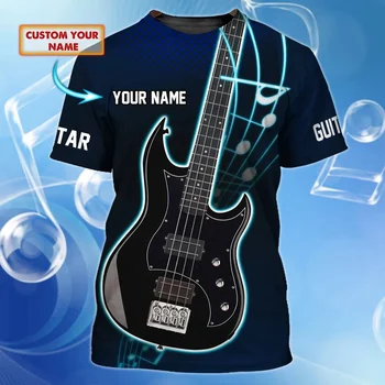 Новейшая летняя мужская футболка с персонализированным названием, Акустическая гитара, футболка с 3D принтом, унисекс, повседневные футболки, подарок для музыканта DXU27