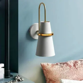 Настенный светильник Iron art, прикроватная лампа, светодиодное бра для коридора, современное для спальни, рулевая головка Nordic macaroon E27