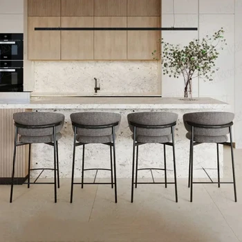 Современный минималистичный стойка регистрации Высокий барный стул Скандинавские железные стулья Кухонные Высокие стулья Барная мебель Дизайнерский стул со спинкой