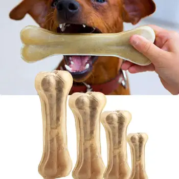 Кость для прорезывания зубов у собак Со вкусом говядины, безопасная для щенков жевательная кость, устойчивая к укусам, Игрушки для больших собак, съедобные игрушки для жевания, искусственные, прямая поставка
