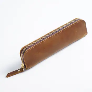 Красочный пенал Ретро-пенал Стильный Просторный пенал из воловьей кожи, вместительная сумка для ручек из натуральной кожи для офиса