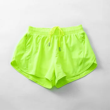 Женские спортивные шорты Lulu с двойным боковым карманом, шорты для бега, Дышащие быстросохнущие шорты для йоги, спортивная одежда для тренировок, женская одежда для фитнеса