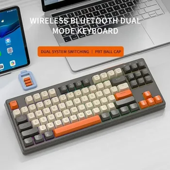 YP M87 Беспроводная Механическая Клавиатура с Подсветкой 2.4 G, Совместимая с Bluetooth, Двухрежимная Клавиатура 87 Клавиш, Персонализированная Клавиатура для Ноутбука, Планшета