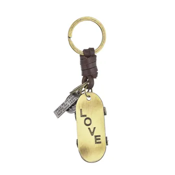 Металлический брелок для ключей, креативный маленький кожаный тканый брелок для ключей, винтажная сумка, металлический кулон