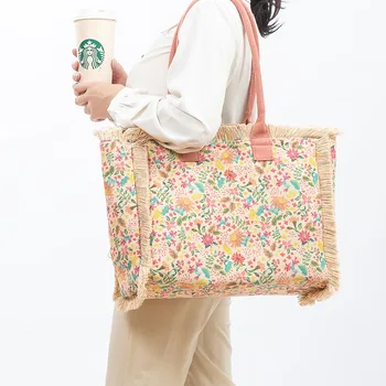 Женская холщовая сумка с принтом Кешью в богемном стиле, большая вместительная сумка-тоут, личность известного дизайнера, повседневная мода, Национальный стиль