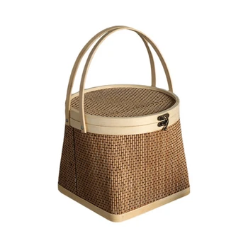 Корзина для хранения ручной работы из натурального бамбука Традиционное изделие ручной работы, Прочное и простое в использовании