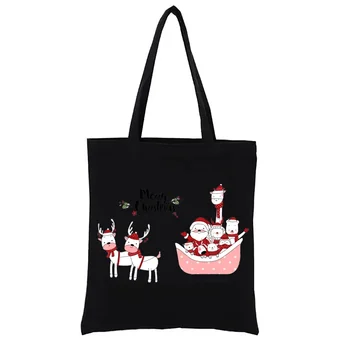 Холщовая сумка для покупок, Милые Животные, С Рождеством в санях, Эко-сумка для покупок, женские сумки, забавный тотализатор, повседневные сумки, мода