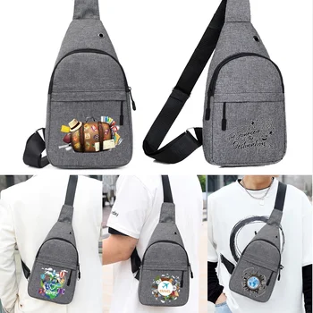 Мужские нагрудные сумки, повседневные поясные сумки, зарядные наушники, кабельные отверстия, сумки через плечо, дорожные холщовые сумки на ремне, сумка-слинг