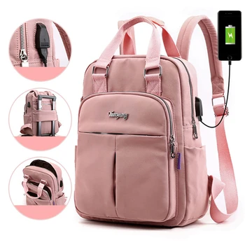 Нейлоновые женские школьные рюкзаки, Противоугонный рюкзак с USB-зарядкой, водонепроницаемый рюкзак, школьные сумки, дорожная сумка для девочек-подростков