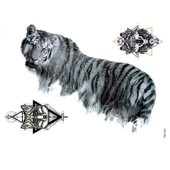 5шт Водонепроницаемая временная татуировка с изображением Тигра, Король животных, Флэш-тату, Фестивальные наклейки Tatuagem Tatoo Men