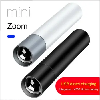 Мини-фонарик USB перезаряжаемый светодиодный фонарик водонепроницаемый телескопический мощный фонарь наружный зум портативный фонарик