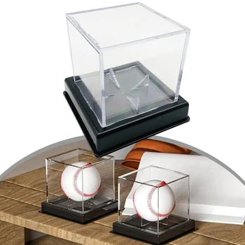 1шт Бейсбольная Коробка Акриловая Бейсбольная Витрина Прозрачная Бейсбольная Коробка Держатель Мяча Куб Пылезащитный Для Бейсбольных Мячей Размером До 9 Дюймов