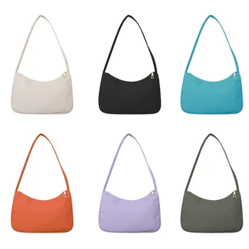 Сумки через плечо 28GD для женщин, милая сумка-тоут в стиле хобо, нейлоновая сумка подмышками, мини-клатч, сумки на молнии, однотонные сумки
