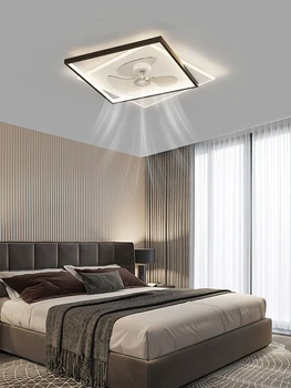 Потолочный светильник для спальни с вентилятором 2023 Новый потолочный светильник в стиле вентилятора для главной спальни в скандинавском стиле с невидимым преобразованием частоты