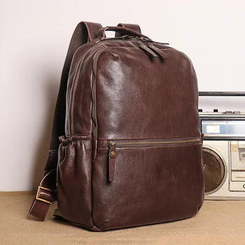 Повседневный рюкзак из Воловьей Кожи для Мужчин и Женщин Большой Емкости, Дорожная сумка-ранец для 14-дюймовой Компьютерной сумки
