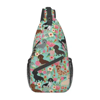 Повседневная сумка-слинг через плечо с рисунком собаки в виде таксы, мужская сумка-слинг для щенков, сумка-сундук для домашних животных для пеших прогулок