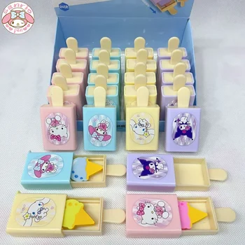 Sanrio 24шт, Мультяшный ластик, Милая Cinnamoroll Melody Kuromi, Hello Kitty, Забавная Волшебная коробка, Ластик для мороженого, Милый подарок для студентов