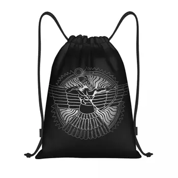 Изготовленный на заказ Ассирийский Бог Ашур На черных сумках с завязками, Мужской Женский Легкий рюкзак для хранения в спортзале с Древним флагом