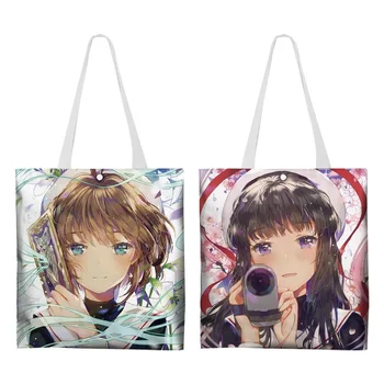 Анимационная карта Captor Kinomoto Sakura, сумка на два плеча, холщовая красочная сумка для покупок с двусторонней печатью, сумка-тоут