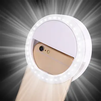 Selfie Ring Light LED Перезаряжаемый С Регулируемой Яркостью Кольцевой Зажим для Смартфона Ноутбука Ipad Mini Camera Фонарик
