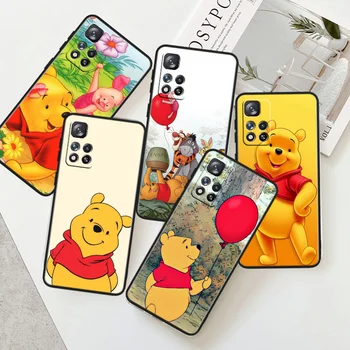Милый Чехол Для Телефона с изображением Медведя Пуха Xiaomi Redmi Note 11E 11T 11S 10T 10S 9S 9T 8T 7 Pro Plus Lite Max Черный Чехол