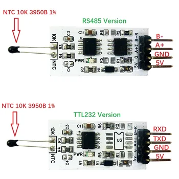 NT38D01 RS485 Температурный коллектор Modbus RTU Модуль к RS232 (TTL) 10K 3950 NTC Термисторный резистор заменить DS18B20 PT100