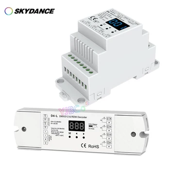 Skydance D4-L 4-Канальный CV DMX512 Декодер D4 Din-Рейка 12V-24V 20.5A 4-канальный DMX контроллер сигнала для затемнения CCT RGB RGBW светодиодной ленты