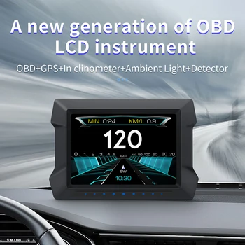 P22 OBD GPS HUD Цифровой Спидометр С Головным Дисплеем Инклинометр Универсальный Бортовой Компьютер Подходит Для всех оборотов автомобиля Расход топлива