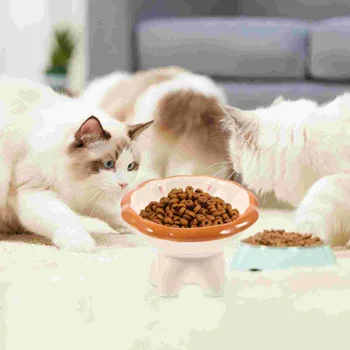 Миска для кошек, миска для еды и воды, Фарфоровая миска для кормушки для домашних животных, Керамическая Приподнятая наклонная миска для воды