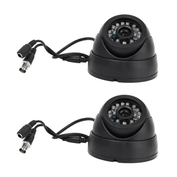 2X Черная камера видеонаблюдения PAL 1/3-дюймовая CMOS 700TVL с 24 светодиодами IR Cut 3,6 мм Внутренняя купольная камера видеонаблюдения для безопасности