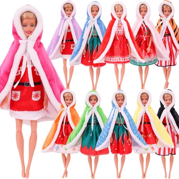 Одежда для куклы Барби, красочный плащ, зимняя Плюшевая накидка с вырезом-бантом, 30 см, Blyth, 1/6 BJD Кукла, Рождественский подарок на День рождения, игрушки для девочек