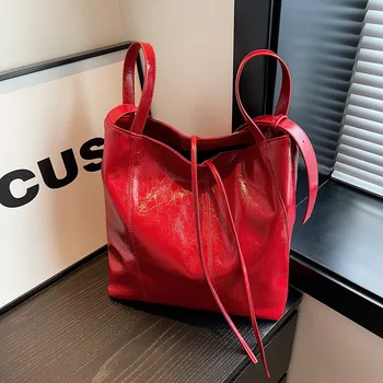 Женская сумка большой емкости из мягкой кожи для отдыха, модные универсальные сумки через плечо, темпераментная сумка-тоут