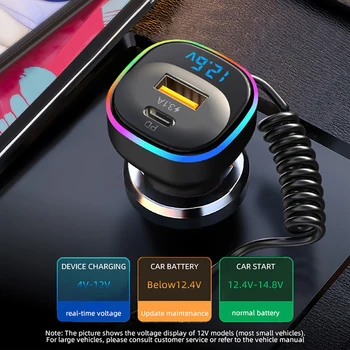 Автомобильное Зарядное Устройство K2 С Кабелем PD 65 Вт Быстрая Зарядка 3 В 1 1,2-Метровый Зарядный Кабель USB-C Для Huawei Apple Android Quick Charge