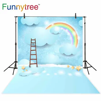 Забавные древесные фоны для фотостудии голубое небо радужное облако звездная лестница детский профессиональный фон photobooth photocall