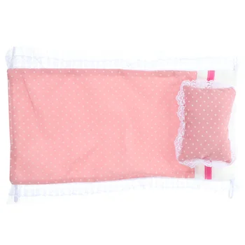 Розовая простыня, подушка, Стеганое одеяло, Набор аксессуаров, мини-украшение для постельного белья, Хлопчатобумажный миниатюрный набор для спальни, принадлежности